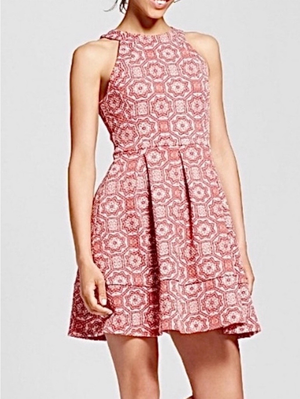 Sleeveless Patterned Fit & Flare Dress